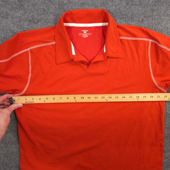 Patagonia Stretch Polo Shirt Mens Large Orange Johnny Collar Lightweight Casual - Picture 4 of 7